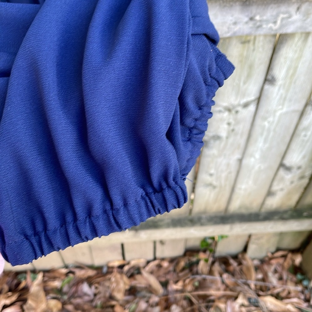 Cabi Sleeveless French Navy Jumpsuit drawstring pockets 303 M - Picture 9 of 15